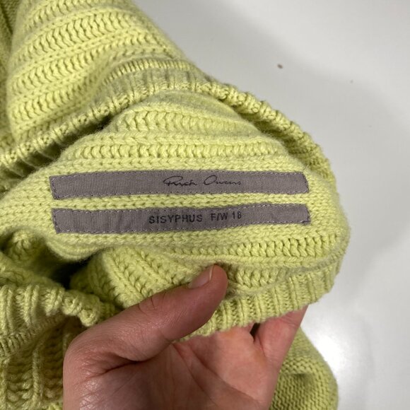 RP18F4660-KTI Rick Owens F/W18 Sisyphus Fisherman Knit 62 Lime womens size XS - Picture 4 of 6